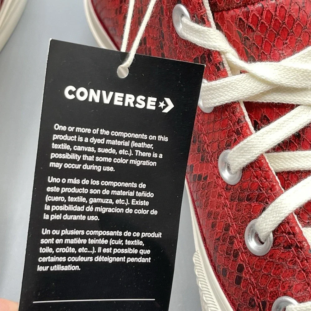 Converse Women's 6.5 Red Sneakers Hi Leather Platform Snakeskin A13392C Festive - Picture 13 of 13